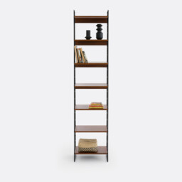 Watford Bookcase in Steel and Walnut Veneer, 220cm High - thumbnail 3