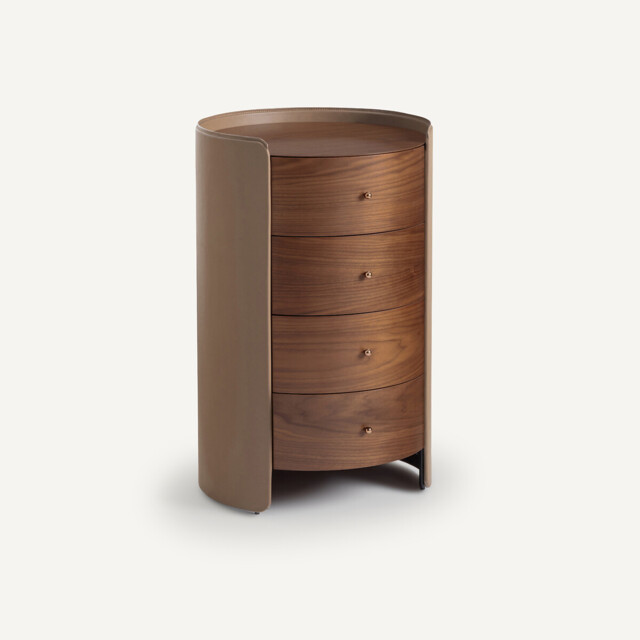 Firmo Bedside Drawers in Walnut and Leather Veneer - image 1