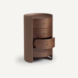 Firmo Bedside Drawers in Walnut and Leather Veneer - thumbnail 4