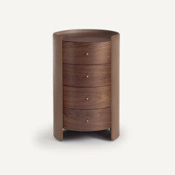 Firmo Bedside Drawers in Walnut and Leather Veneer - thumbnail 3