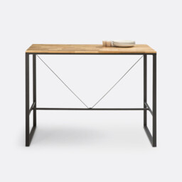 Hiba Oak and Steel 4-6 Seater High Bar Table - thumbnail 2