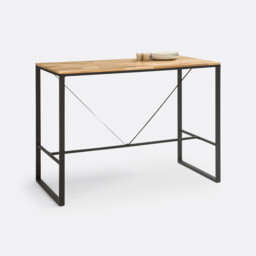 Hiba Oak and Steel 4-6 Seater High Bar Table - thumbnail 1