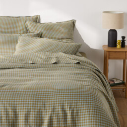 Acélie Olive/Opaline Washed Linen Duvet Cover - thumbnail 1