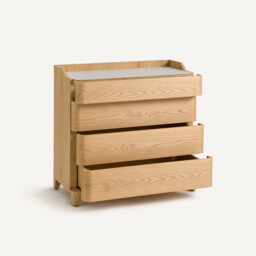 Junius Chest of Drawers in Oak Veneer and Leather, Designed By Emmanuel Gallina - thumbnail 4