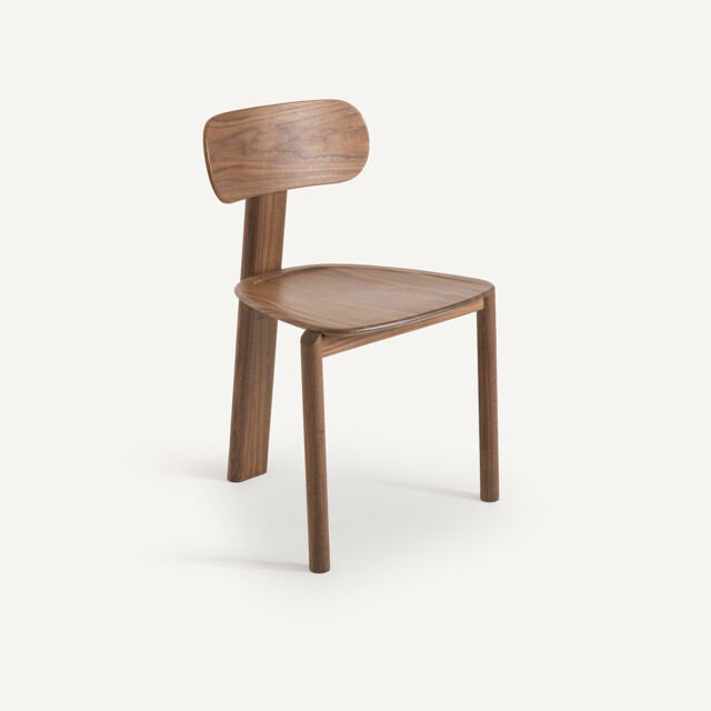 Marais Tripod Dining Chair in Walnut and Veneer, Designed By Emmanuel Gallina