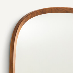 Orion 60cm High Solid Walnut Rounded Square Mirror - thumbnail 3