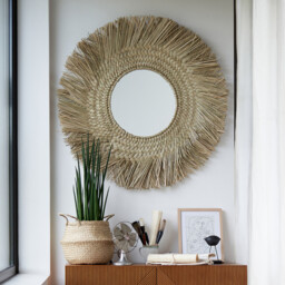 Loully 102xm Diameter Woven Grass Sunburst Mirror - thumbnail 2