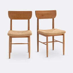 Set of 2 Andre Solid Oak Chairs with Braided Seats - thumbnail 1