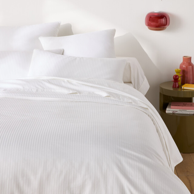 Opale Striped Cotton Satin 350 Thread Count Duvet Cover - image 1