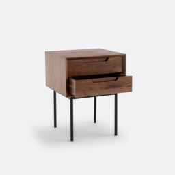 Noyeto 2-Drawer Wood & Metal Bedside Table - thumbnail 3