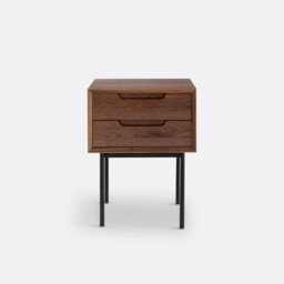 Noyeto 2-Drawer Wood & Metal Bedside Table - thumbnail 1