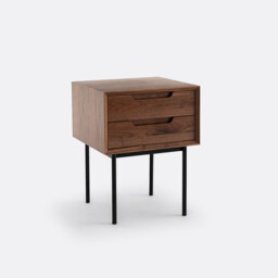 Noyeto 2-Drawer Wood & Metal Bedside Table - thumbnail 2