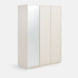Parro 3-Door Wardrobe, 1 Door with Mirror, Hanging Rail and Shelves