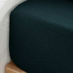 Kumla Plain Cotton Muslin Fitted Sheet with 30cm Flap - thumbnail 2
