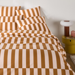Tabaka Caramel Geometric Print 50% Recycled Cotton Duvet Cover - thumbnail 3