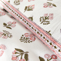 Vandi Ecru Floral Print Washed Cotton Duvet Cover - thumbnail 4
