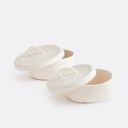 Set of 2 Cotton Baskets with Lid, Kesia - thumbnail 4