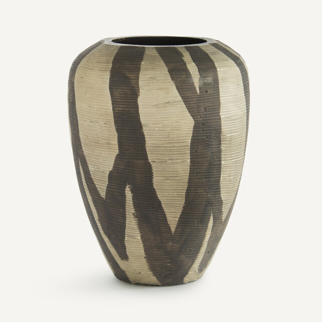 Heidi Vase in Matt Striped Painted Glass, H20.5cm - image 1