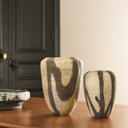 Heidi Vase in Matt Striped Painted Glass, H20.5cm - thumbnail 2