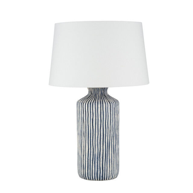 Hand Embossed Stoneware Blue and White Stripe Table Lamp Base