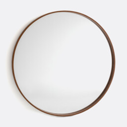 Alaria 100cm Diameter Walnut Veneer Round Mirror - thumbnail 1