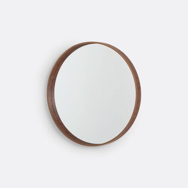 Alaria 60cm Diameter Round Walnut Mirror - image 1