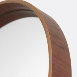 Alaria 60cm Diameter Round Walnut Mirror - thumbnail 2