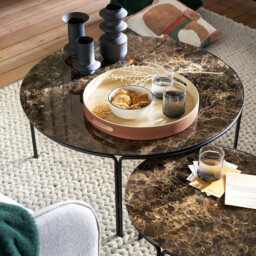 Set of 2 Chici Round Marble Effect Coffee Tables - thumbnail 3