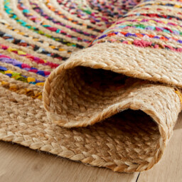 Jaco 120cm Diameter Colourful Round Jute & Cotton Rug - thumbnail 4
