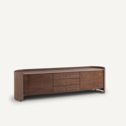 Firmo Hi-Fi TV Stand in Walnut and Leather Veneer