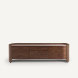 Firmo Hi-Fi TV Stand in Walnut and Leather Veneer - thumbnail 3