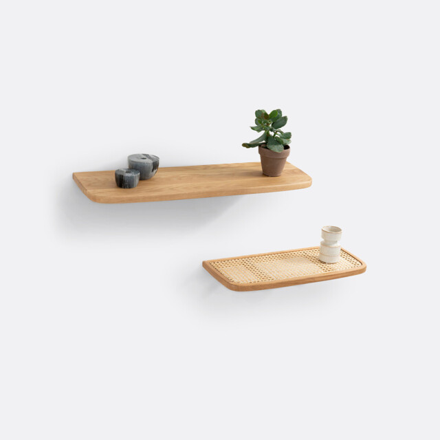 Buisseau Wall Shelves in Oak and Oak Veneer in Set of 2 - image 1