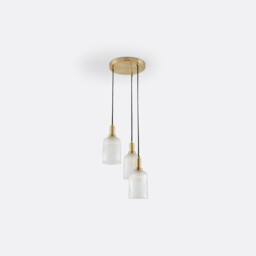 Bogota Brass and Striated Glass Cluster Ceiling Light