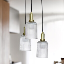 Bogota Brass and Striated Glass Cluster Ceiling Light - thumbnail 3