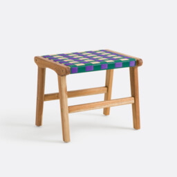 Bianca Solid Teak/woven Resin Stool - thumbnail 1