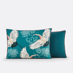Grues Blue Cotton Percale Pillowcase - thumbnail 3
