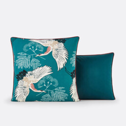 Grues Blue Cotton Percale Pillowcase - thumbnail 1