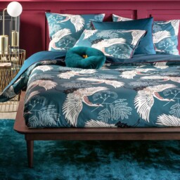 Grues Blue Cotton Percale Pillowcase - thumbnail 2