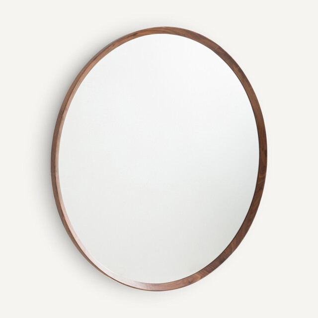 Orion Round Mirror in Solid Walnut with Diameter 100cm - image 1
