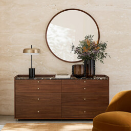 Orion Round Mirror in Solid Walnut with Diameter 100cm - thumbnail 2
