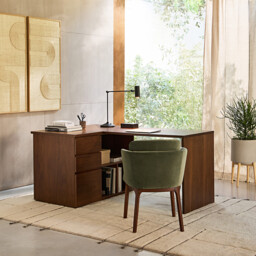 Working Walnut Veneer Corner Table Top, Length 165cm - thumbnail 2