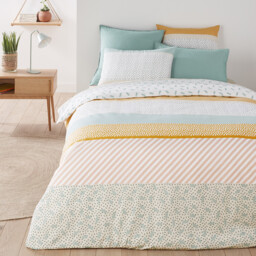 Happy Stripes Graphic Cotton Duvet Cover