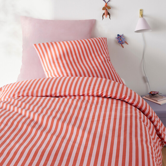 Child's Sacha Pink 50% Recycled Cotton Duvet Cover Set with Square Pillowcase - image 1