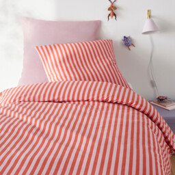 Child's Sacha Pink 50% Recycled Cotton Duvet Cover Set with Square Pillowcase - thumbnail 1