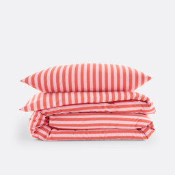 Child's Sacha Pink 50% Recycled Cotton Duvet Cover Set with Square Pillowcase - thumbnail 4