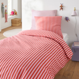 Child's Sacha Pink 50% Recycled Cotton Duvet Cover Set with Square Pillowcase - thumbnail 3
