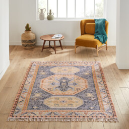 Uzzo Aged Effect Kilim Wool Mix Rug - thumbnail 1