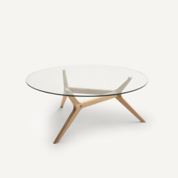 Maricielo Oak & Glass Coffee Table, Diameter 90 cm - thumbnail 3