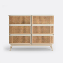 Laora Chest of Drawers with 6 Drawers with Rattan Cane - thumbnail 3
