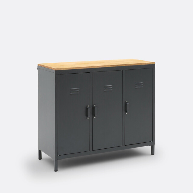 Hiba Oak & Metal 3-Door Locker Unit - image 1